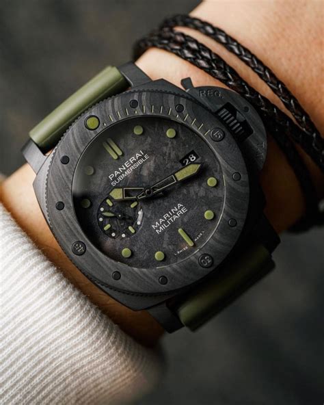 panerai submersible 42mm on wrist|panerai submersible marina militare carbotech.